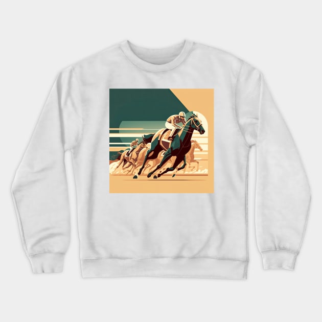 Art Deco Style Horse Racing Crewneck Sweatshirt by TheArtfulAI